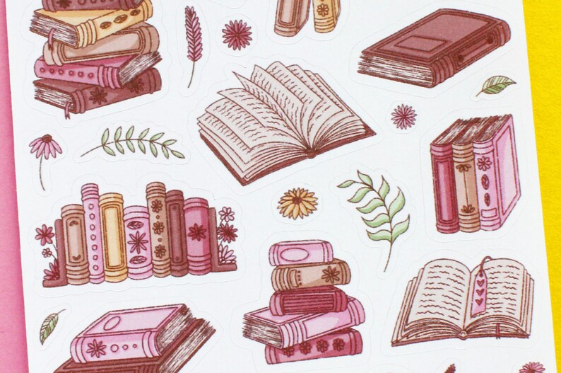 Books Sticker Sheet  Bullet Journal Stickers Scrapbook image 4