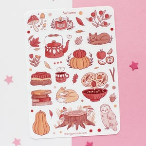 Autumn Sticker Sheet | Journal Stickers, Scrapbook Sticker, Planner Stickers, Witchy Sticker Sheet, Magical, Autumn, Fall
