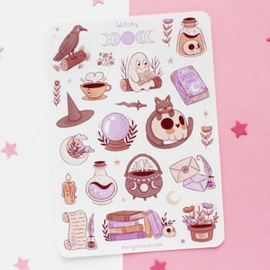 Witchy-stickervel | Dagboekstickers, plakboeksticker, plannerstickers, heks stickervel, magisch, herfst, herfst, Halloween