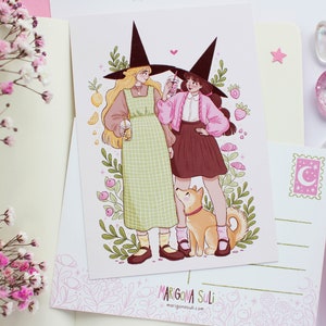 postale A6 de sorcière au citron et aux fraises | Carte de voeux, Scrapbooking, Correspondant, Papeterie, Carte postale de printemps, Carte postale de sorcière, Magique