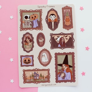 Foglio di adesivi Spooky Frames / Adesivi per diario, Adesivi per album, Adesivi per planner, Autunno, Foglio di adesivi, Magico, Stregonesco, Halloween