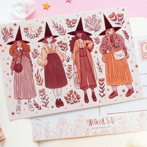 Postal de brujas A6 / Tarjeta de felicitación, Álbum de recortes, Amigo por correspondencia, Papelería, Postal de otoño, Postal de brujas, Postal mágica, Halloween