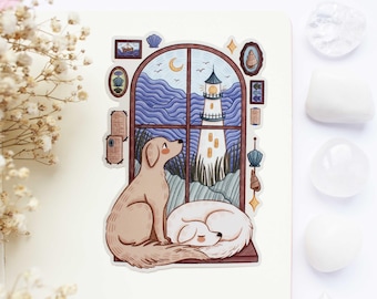 The Lighthouse Keepers Dogs Waterproof Matt Vinyl Sticker | Journal Sticker, Planner, Witchy Sticker, Magical, Witchy, Celestial