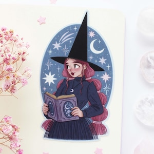 Adesivo in vinile opaco impermeabile "Celeste Witch" / Adesivo per diario, planner, adesivo stregonesco, magico, stregonesco, astronomia
