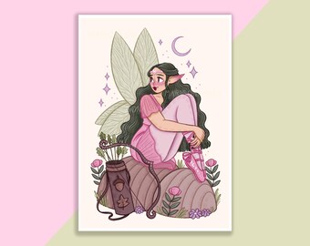 Fairy Fern Print | Poster, Wall Decor, Artwork, Witch Poster, Witchy Illustration, Magical, Fairy Tale