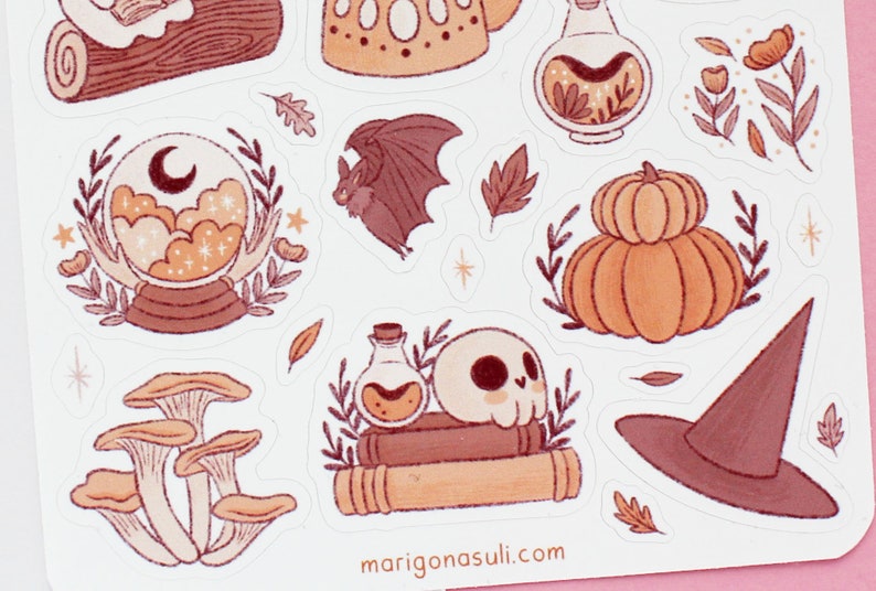 Witchy Fall Sticker Sheet Journal Stickers, Scrapbook Sticker, Planner Stickers, Witch Sticker Sheet, Magical, Autumn, Halloween image 4