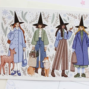 Cartolina delle streghe invernali A6 / Biglietto di auguri, album di ritagli, amico di penna, cartolina accogliente, magico, strega, inverno