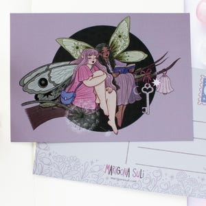 Two Fairies On A Branch  Postcard A6  | Greeting Card, Scrapbook, Penpal, Cozy Postcard, Magical, Witchy, Fairy Tale