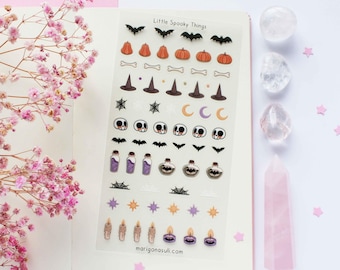 Little Spooky Things Clear Vinyl Sticker Sheet | Journal Stickers, Scrapbook Sticker, Planner Stickers, Witchy, Witch, Spooky, Halloween