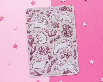 Flower Bunnies Sticker Sheet | Bullet Journal Stickers, Scrapbook Sticker, Planner Stickers, Witchy, Magical Sticker, Witch, Halloween