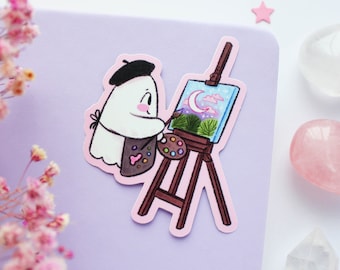 Boo The Ghost Painting Waterproof Matt Vinyl Sticker | Journal Sticker, Planner Sticker, Witchy Sticker, Magical, Spooky, Cute, Halloween