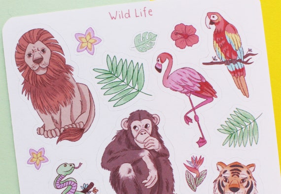 decorative stickers with motifs of exotic animals Sticker sheets scrapbook and bullet journal stickers decorative stickers with motifs of exotic animals Sticker sheets scrapbook and bullet journal stickers