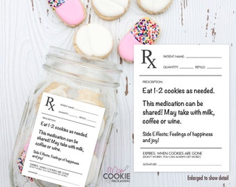 Printable Rx Label for Cookie "Prescription" Jar - 3" x 4" Cookie Rx Jar Label - Nurse Appreciation Gift - Get Well Soon Cookie Gift