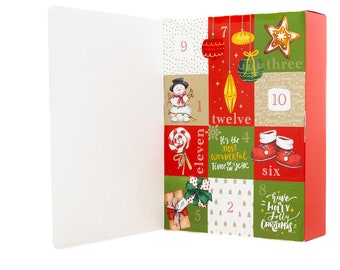 Empty Advent Calendar Packaging, Create your own Advent Calendar, "Merry Christmas, 12 Days of Surprises" Countdown Calendar