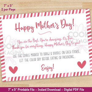 Erstellen Sie Ihre eigene druckbare Karte zum Muttertag für Fräulein Cookie Verpackung Love Box, 7 "X 5" Muttertags-Plätzchen-Karte, alles Gute zum Muttertag