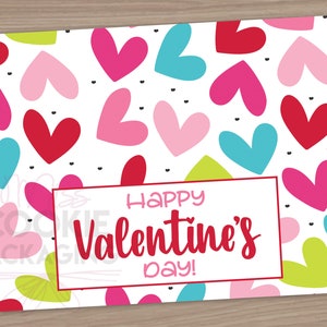 5&quot; Happy Valentine&#39;s Day Cookie Bag Topper, Valentine Cookie TOPPER, Valentines Day Heart Cookie Gift Topper, Hearts Cookie Gift Bag Topper