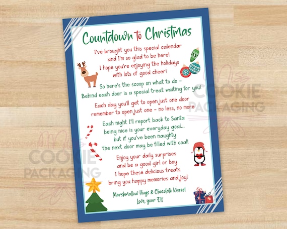 Elf Cookie Advent Calendar POEM Navy Blue (digital File) 5
