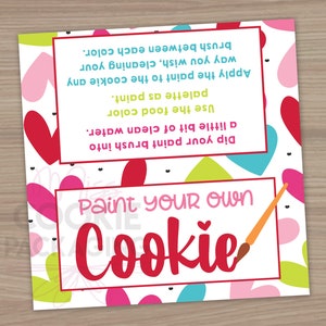 4&quot; Paint Your Own Happy Valentine&#39;s Day Cookie Bag Topper, PYO Hearts Valentine Cookie TOPPER, Valentines Day Heart Cookie Gift Bag Topper