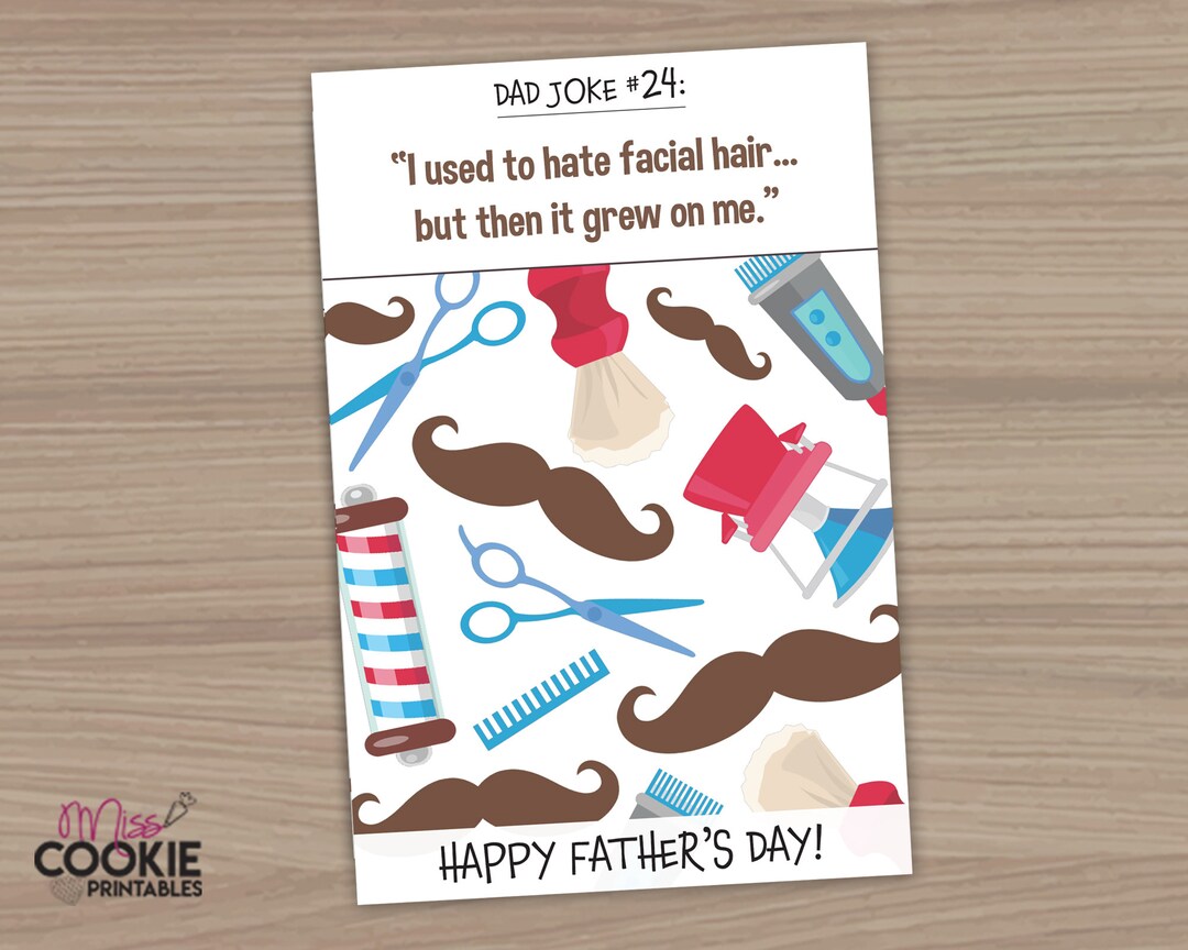4 X 6 Dad Joke 14 Facial Hair Cookie Card, Happy Fathers Day Facial