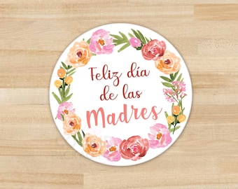 Feliz dia de las Madres Cookie Tag, 2 inch Round Spanish Mother's Day Cookie Tag, Feliz dia de las Madres Round Cookie Tag, Cookie Packaging