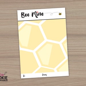 Printable Mini Cookie Card - 3.5&quot; X 5&quot; Bee Mine Cookie Packaging - Mini Cookies Card