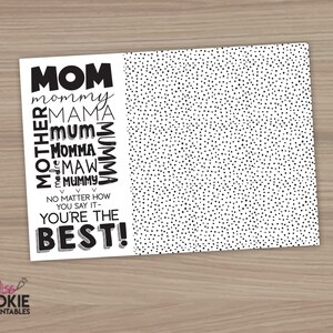 Mini tarjeta de galletas imprimible "Mamá eres la MEJOR" 5" X 3.5" Tarjeta de galletas del Día de la Madre Mamá Feliz Día de la Madre Mini Tarjeta de Galletas Embalaje de galletas