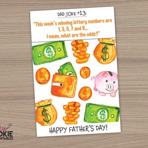 4 "x 6" Dad Joke #13 Lottery Cookie Card, Happy Father's Day Lottery Joke Cookie Card, Gift Backer pour la fête des Pères, Emballage pour la fête des Pères