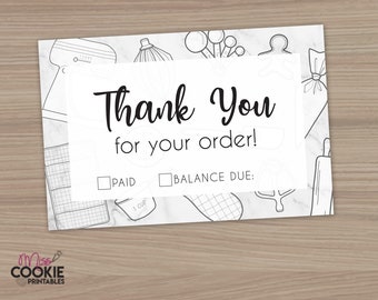 Printable “Thank You for your order!” Bakery Cookie Customer Pick Up Cards Cookie packaging Cookie Thank You Cards Cookie Packaging