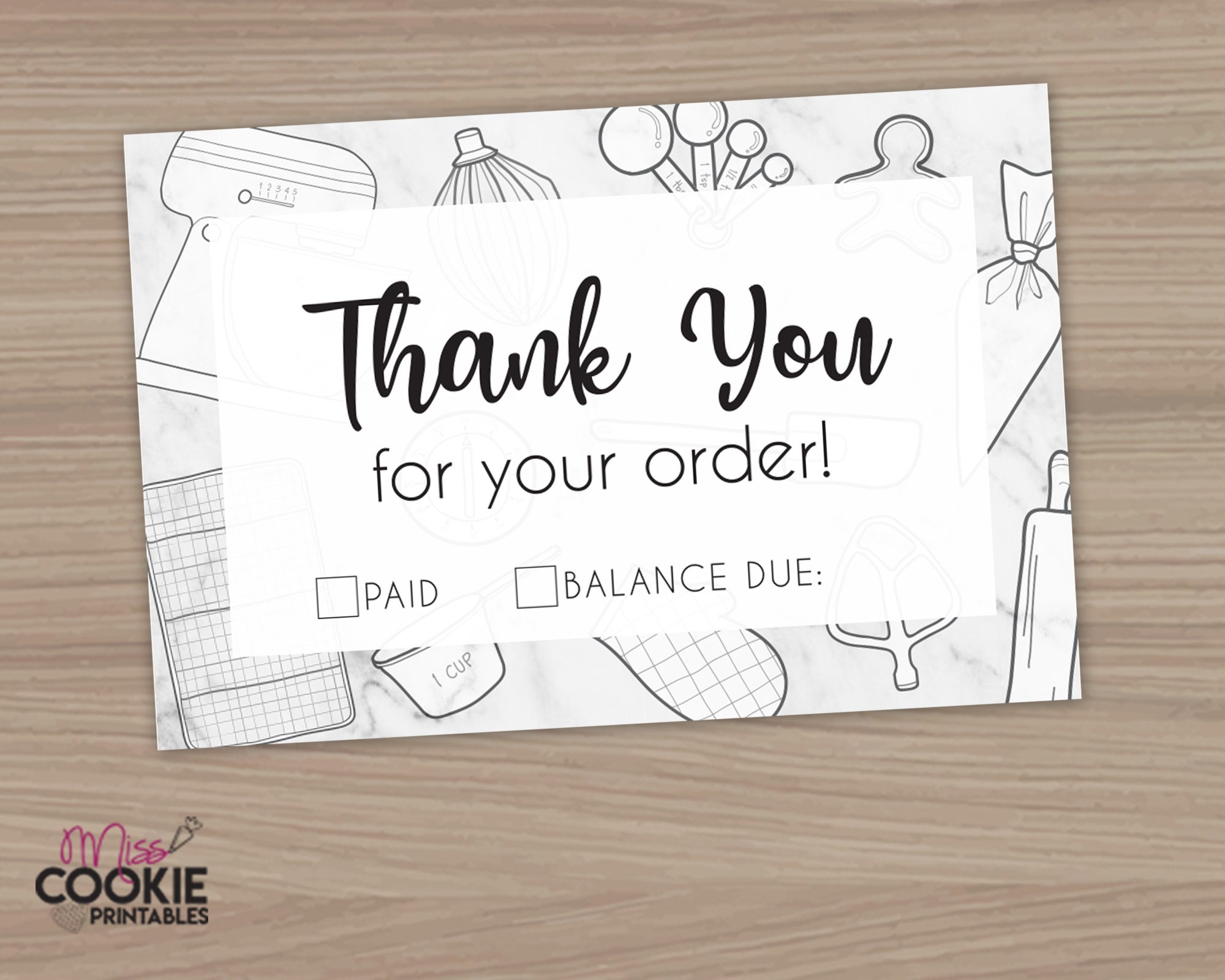 Printable thank You for Your Order Bakery Cookie Customer - Etsy