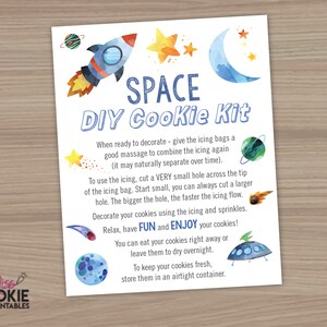Weltraum DIY Cookie Kit Anleitungskarte 10 x 15 cm Planeten Stern Mond Rakete Schiff Cookie DIY Dekoration Kit Karte Planet Cookie DIY Anleitungskarte