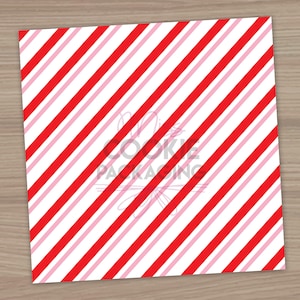 Happy Valentine&#39;s Day Stripes Box Backer, Valentines Gift, Striped Cookie Valentine Gift, Red Pink Stripes Valentine Cookie Box Packaging