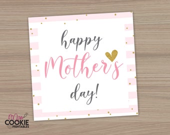 Printable Mother's Day happy Mother's day Tag 2 inch Square Mom Cookie Tag - Cookie Tag Mother's Day Cookie - Cookie Tag