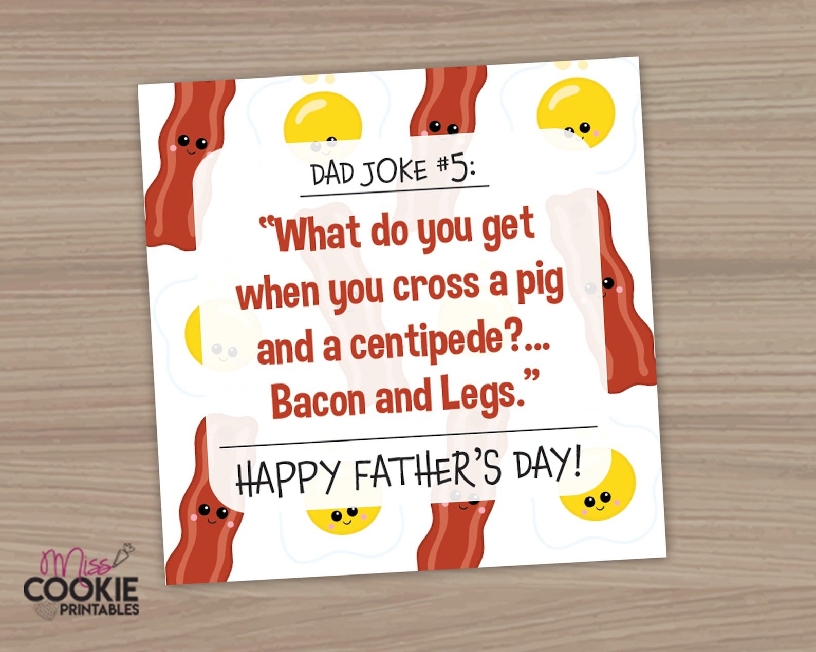 Dad Joke 5 Bacon & Eggs Cookie Tag Happy Fathers Day 2 Etsy