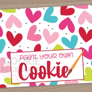 5&quot; Paint Your Own Happy Valentine&#39;s Day Cookie Bag Topper, PYO Cookie TOPPER, 5&quot; Hearts Valentines Day Heart Flower Cookie Gift Bag Topper