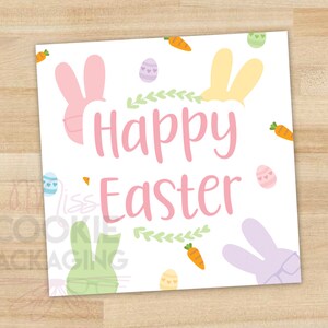 Joyeuses Pâques 2" Cookie Tag, Nerdy Bunny Colorful Easter Cookie tag, Colorful Easter Gift Tag, Bunny with Glasses Cookie Packaging Tag