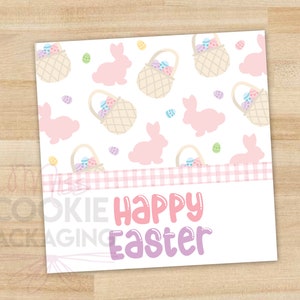 Joyeuses Pâques 2" Cookie Tag, Bunny Basket Easter Eggs Cookie Tag, Easter Cookie tag, Easter Gift Tag, Bunnies Baskets Cookie Packaging Tag
