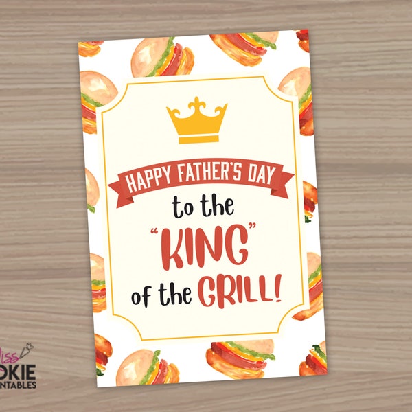 Happy Father's Day to the King of the Grill! Cookie Tag, 2" x 3" Father's Day Cookie Tag, Dad Fathers Day Tag, Cookie Packaging, Cookie Tag