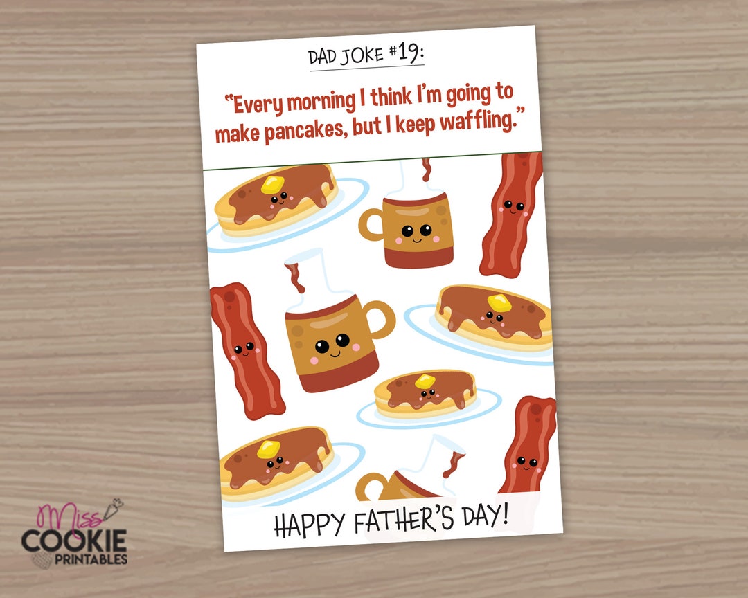 4 X 6 Dad Joke 14 Waffle Cookie Card, Happy Fathers Day Waffle Joke