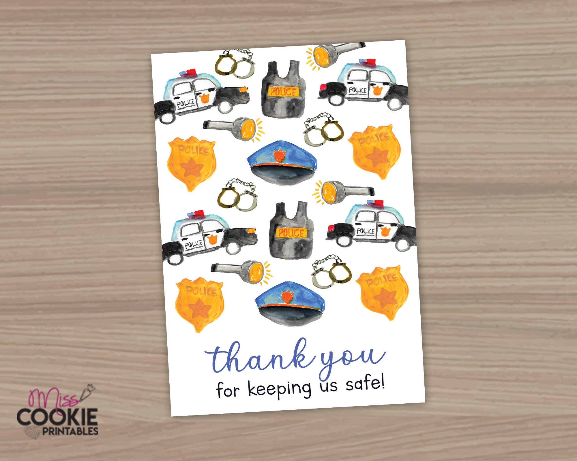 Printable thank You for Keeping Us Safe Mini Cookie Card - Etsy Israel