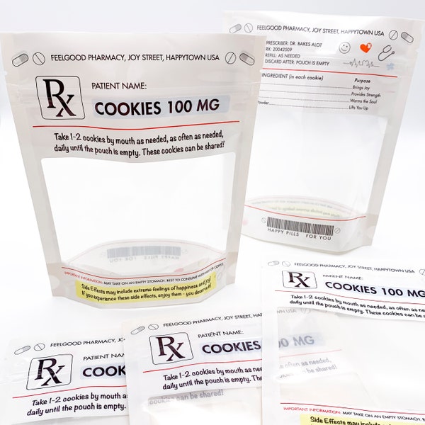 Rx Novelty Stand-Up Pouch Empty Food-safe Pouch Nurse Appreciation Gift Packaging Medical Appreciation Cookie Pouch Thank You Nurses