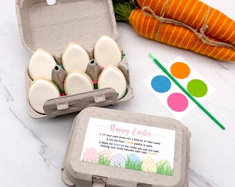 Etiqueta para cartón de huevos PYO - Etiqueta Avery 5163 - Feliz Pascua Pinta tus propios huevos Etiqueta de galleta - Paquete de 6 etiquetas de cartón de huevos Archivo imprimible