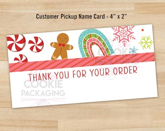 Customer Pickup Name Card (Printable File) 4" x 2", Christmas Cookie Advent Calendar Customer Name Card, Christmas Cookie Order Name Card