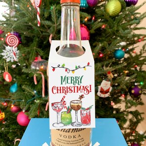 2.75 X 4 Printable Merry Christmas Booze Alcohol Wine Bottle Neck Tag ...