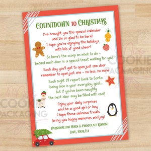 Weihnachtskeks Adventskalender POEM (druckbare Datei) 12x18cm, Weihnachtskeks Adventskalender Elfen Gedicht Karte