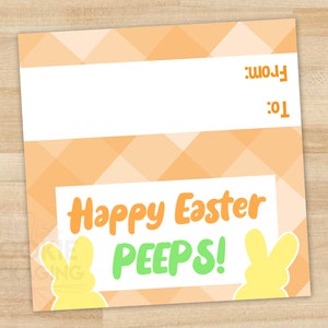 4&quot; Topper Happy Easter Peeps, Printable Easter Cookie TOPPER, Easter Gift Topper, Easter Goodie Topper, Peeps Cookie Topper, Easter Topper