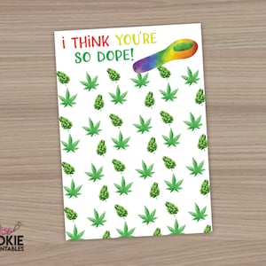 Utskrivbart "Jag tror att du är så cool" mini-kakpresentkort 420 Marijuana Cannabis-kakgodiskort Weed Pot-kakkort Cookie Munchies-present