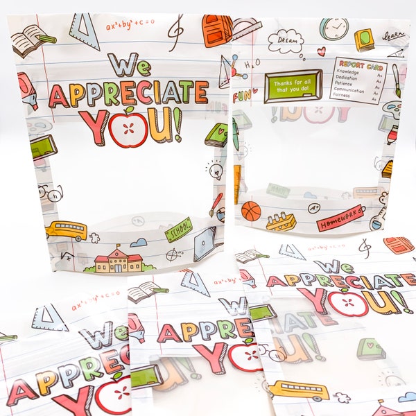 Teacher Appreciation Novelty Stand-Up Pouch, Empty Food-safe Pouch, Teacher Appreciation Gift Packaging, Bus Driver Gift, Thank You Teacher