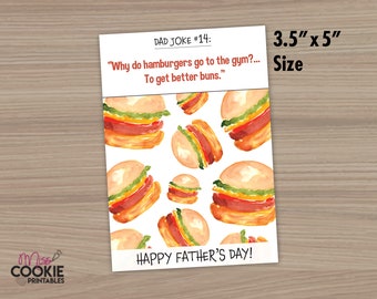 3.5" x 5" Dad Joke #3 Burgers Cookie Card, Happy Father’s Day Cookie Card, Father's Day Gift Backer, Burgers Father's Day Cookie Packaging