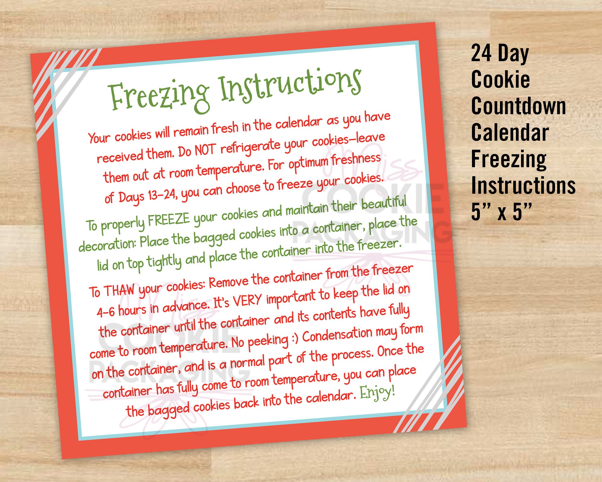 24 Day Cookie Countdown Freezing Instructions printable File Etsy UK