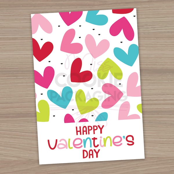 Happy Valentine's Day Hearts Mini Cookie Card, Hearts Valentines Kids Class Gift, Heart Mini Cookie Card Valentine Gift, Mini Cookie Card